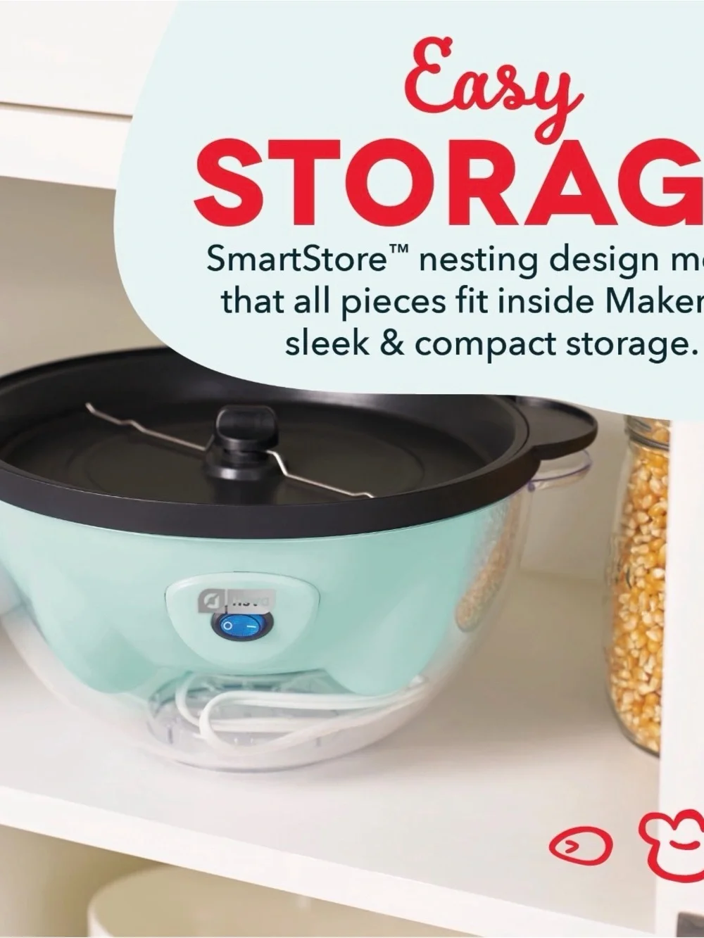 Ash Mini Popcorn Maker in Mint Green - Easy Hot-Air Popper